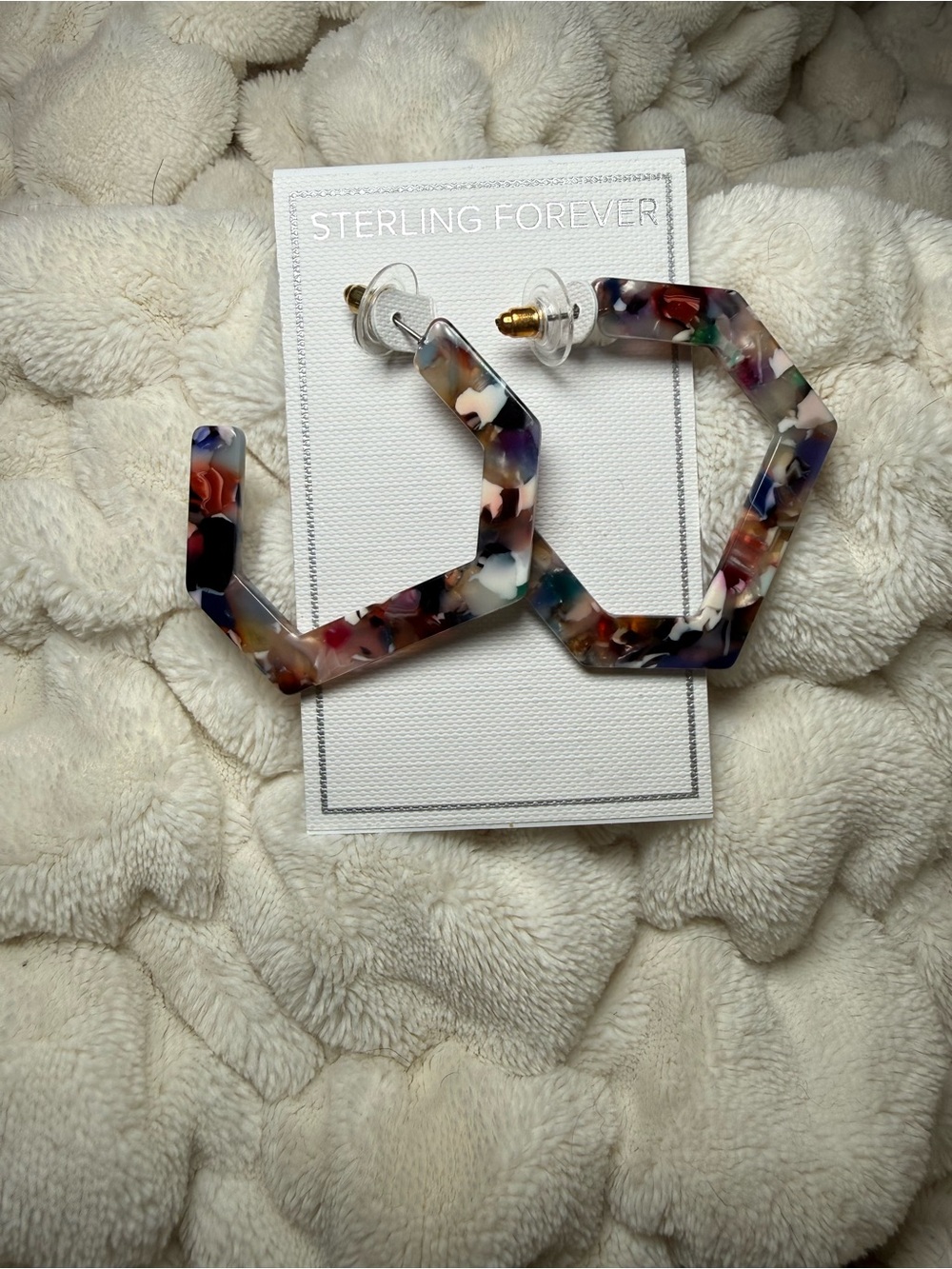 Sterling Forever Multicolor Resin Hex Hoop Earrings
